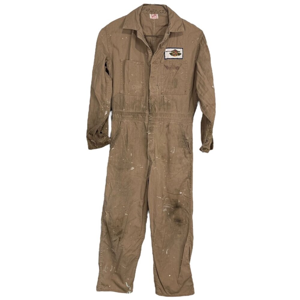 Vintage 50s Euclid Mfg Co Cadillac Tank Company Workwear Coveralls Size 36